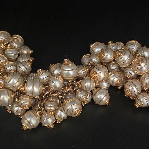 Vintage Bracelet Faux Pearl in Caged Gold Wire Barneys NY...
